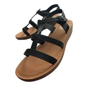 Top Moda Black Sandals Cage Open Strappy Open Toe Comfort Lightweight Size 10